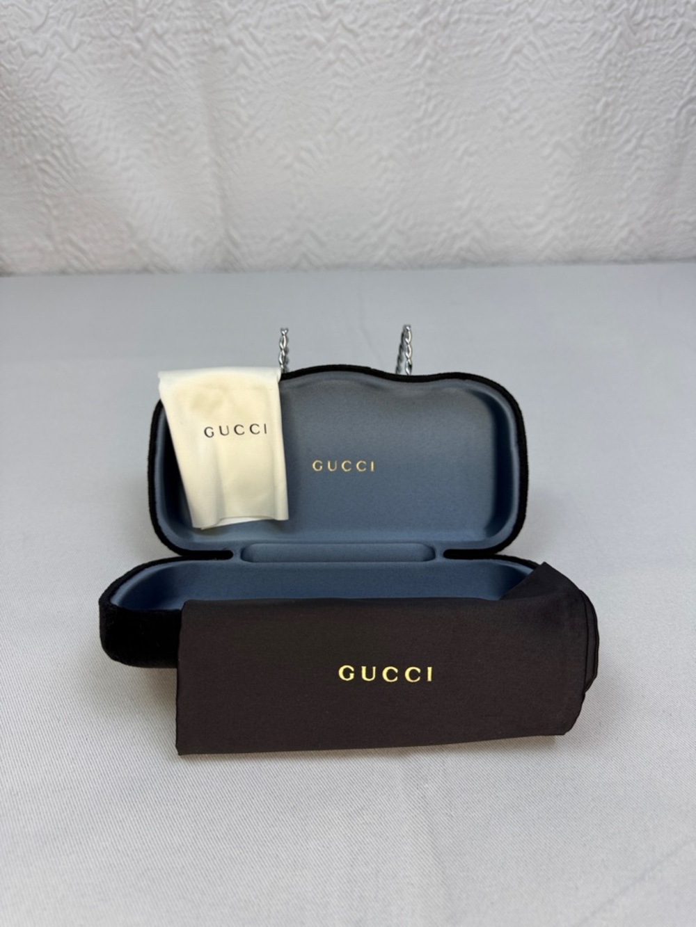 Gucci Black Velvet Sunglasses Sunglasses Set with Gold Logo large